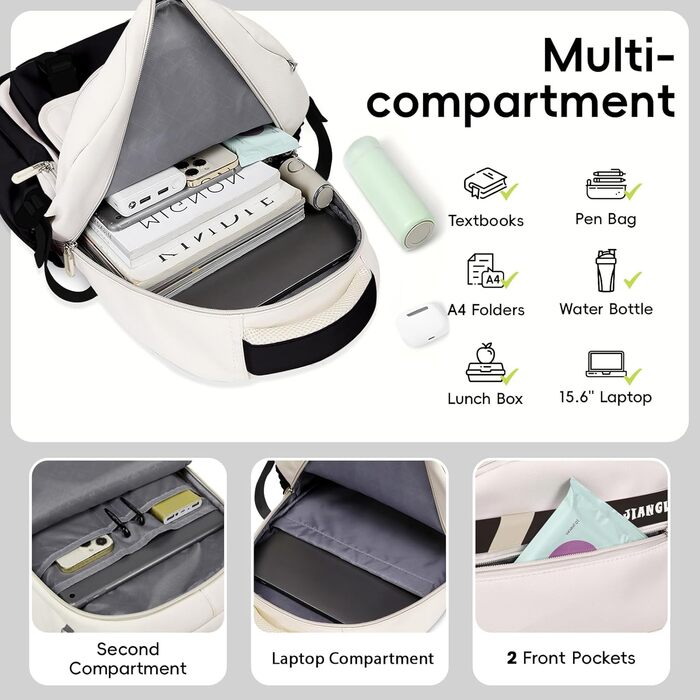 Шкільний рюкзак Tanou для дівчаток-підлітків, набір: рюкзак, сумка через плече та пенал, зелений (чорний)