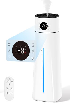 Зволожувач повітря для спальні, 4л, тихий ультразвуковий, з поворотною на 360° форсункою, пультом дистанційного керування, автоматичним вимкненням, 40 годин роботи, таймером, для дитячої кімнати, офісу, рослин