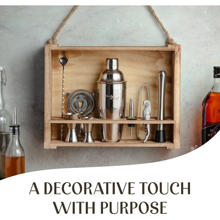 Набір для приготування коктейлів Mixology & Craft Cocktail Shaker Set 11-tlg. - Набір для бармена з нержавіючої сталі з аксесуарами (чорний, коричневий, дерево)