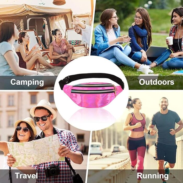 Стильна поясна сумка-фенні-пак AYNKH з трьома відділеннями, водонепроникна, унісекс (ясний рожевий)