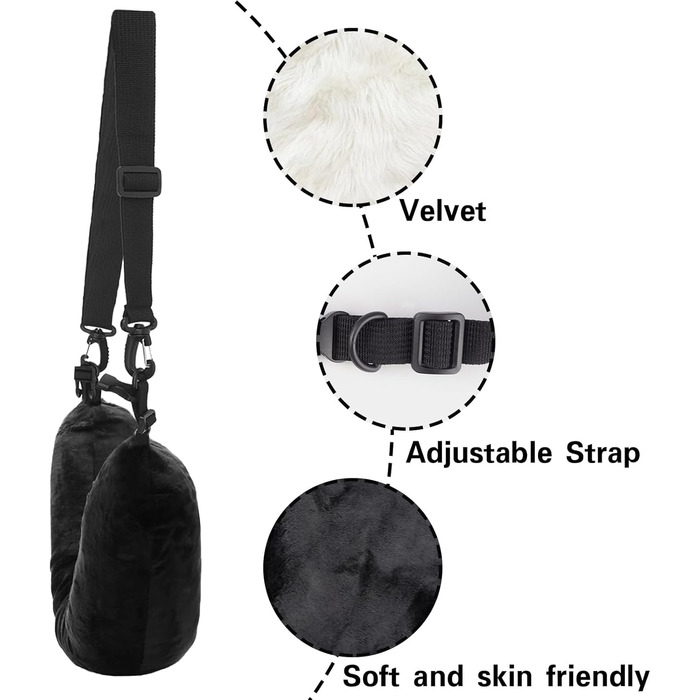 Надувне подушечка для шиї у формі U для подорожей з маскою для очей (чорна)