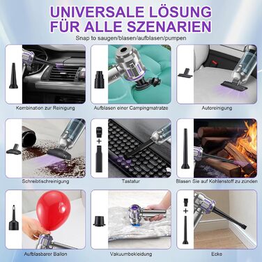 Бездротовий ручний пилосос RABIGALA 4-в-1, 25000PA, акумуляторний, для автомобіля та дому, електропілювач, фіолетовий