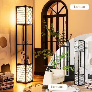 Стельова лампа RELAX4LIFE з 3 полицями, чорна, 160 см, Е27, для вітальні, спальні, офісу