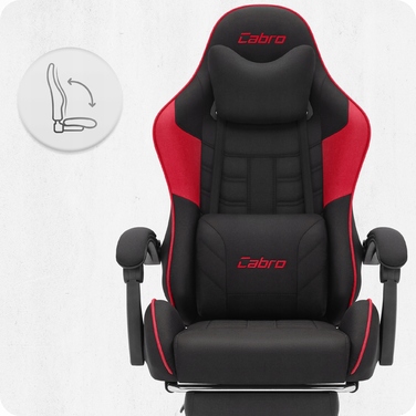 Ігрове крісло Cabro C501, тканинне, чорно-червоне