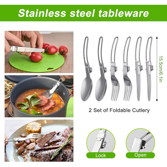 Набір посуду для кемпінгу на 17 частин: набір для приготування їжі на природі, пікніків, риболовлі та походів (2-3 особи)