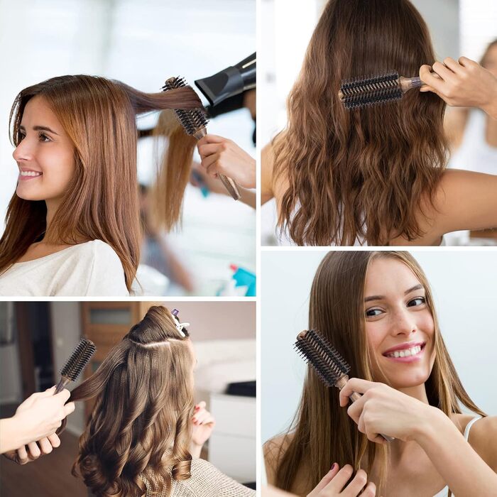 Кругла щітка для розчісування та укладання волосся з щетиною дикого кабана та нейлону, професійна стилістська щітка (діаметр 40 мм/70 мм)