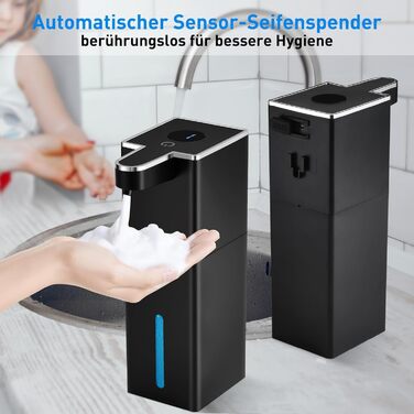 Автоматичний дозатор для мила сенсорний настінний 440 мл, USB, чорний - Seifenspender