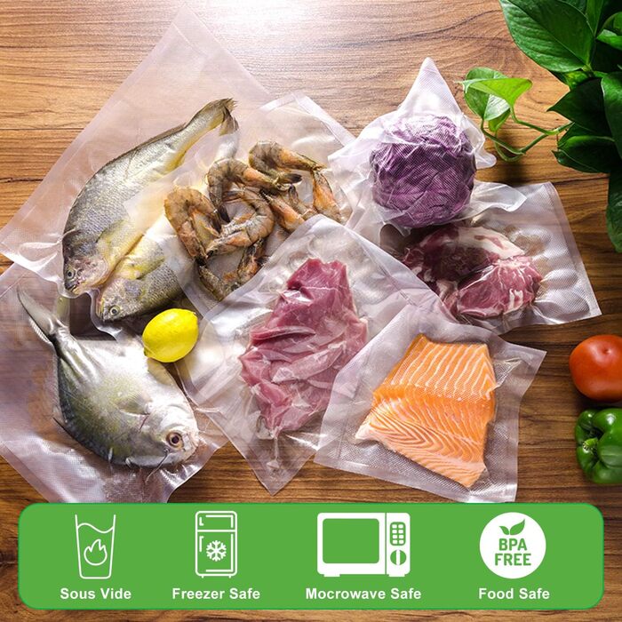 Vacuum Bags for Food 20CM x 30CM, 200 Bags Professional Food Vacuum Bags for All Vacuum Sealers & Food Vacuum Machines, BPA-Free, Sous Vide Freezer Bags
