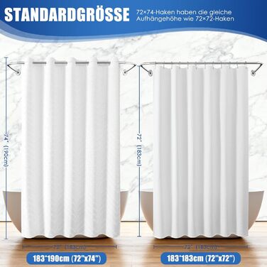 Водонепроникна штора для душу з тканини 180x190 см, 260 GSM, антигрибкова, сіра (біло-бохо) - Преміум якість