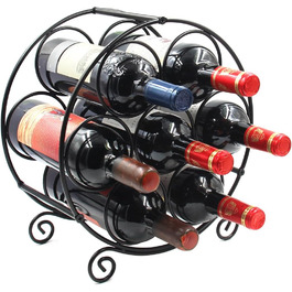 PAG Wine Rack Metal Freestanding Floor Bottle Rack, Decorative Bottle Holder Stand for Kitchen/Floor/Bar, (Black, 7 Bottle)