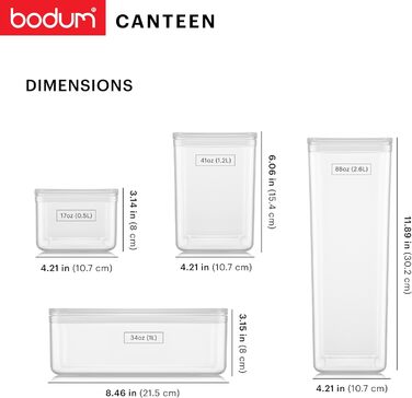 Набір контейнерів для зберігання Bodum CANTEEN (12 шт) прозорі, BPA-free, для посудомийної машини, штабельовані
