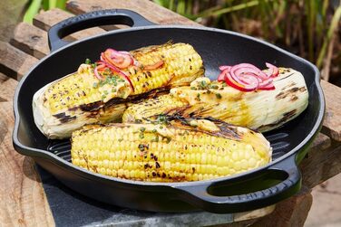 Le Creuset Signature Висока кругла гриль-сковорода з чавуну, 25 см, чорна матова, для всіх типів плит і духовок
