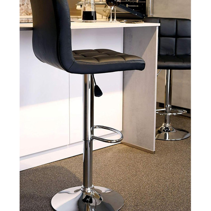 Dibea 2-Piece Swivel Bar Stools with Adjustable Height & Footrest - Black, Up to 130kg Capacity