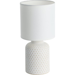 Настільна лампа EGLO Bellariva: кераміка кремового кольору, тканина білого кольору, з вимикачем, E14