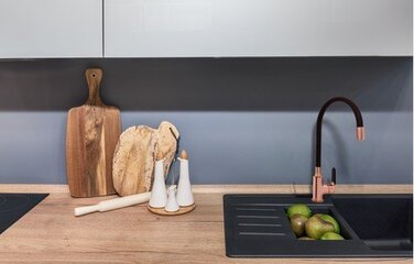 Кухонний змішувач Invena Rose Gold, чорний