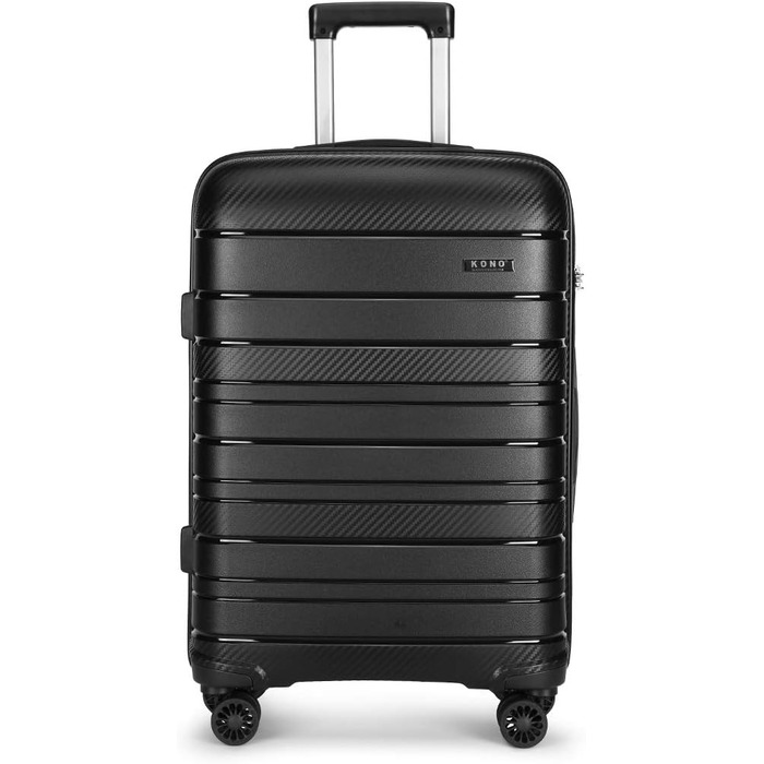 Валіза KONO Zwillingsrollen з TSA-замком, ручний багаж, білий (чорний), 35.6 см