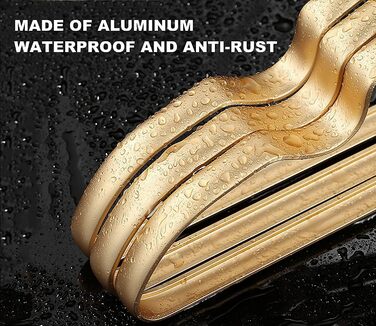 Amber Home 20-Piece 42cm Lightweight Aluminum Iron Clothes Hangers, Matte Gold Metal Clothes Hangers with Non-Slip Groove for Suit, T-Shirt, Shirt, Jacket, Dress, Pants