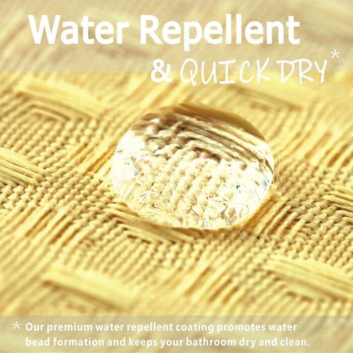 Штора для душу Waffelmuster, жовта, 183x183 см, поліестер, водонепроникна, міцна, для ванної кімнати