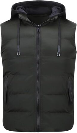 Чоловіча степкова жилетка YOUTHUP з капюшоном для активного відпочинку та зими, легка, вітронепроникна, армійного кольору (XXL)