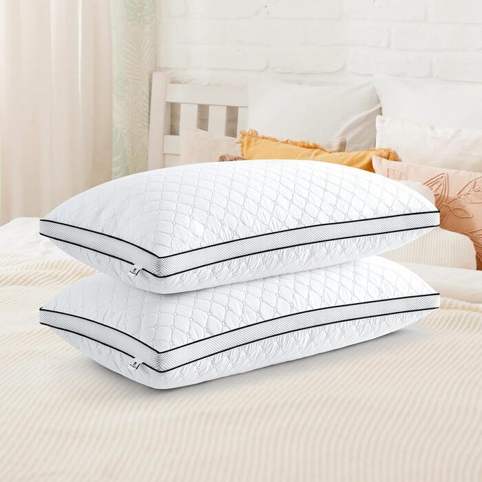 Slybear Pillowcase 40x80 cm 2-Pack, Orthopedic Side Sleeper Pillow with Premium Filling, Breathable Neck Pillow, Sleeping, Sitting, Bed, Sofa Pillow for Allergy Sufferers - Soft and Supportive, Washable