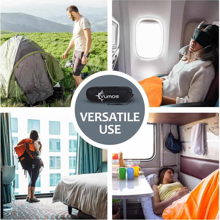 Vumos Sleeping Bag Liner and Camping Sheet - Silk-Like Material for Travel, Featuring a Full-Length Zipper
