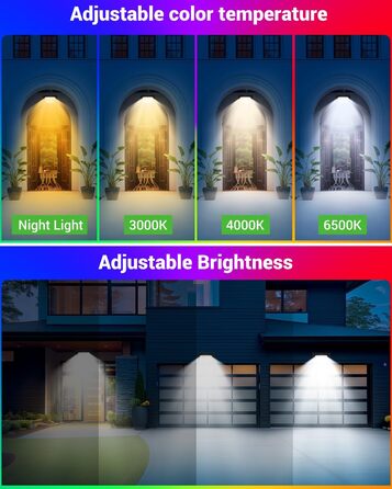 LED прожектори Nipify з датчиком руху для вулиці, 2 шт., 30W 3000Лм, IP65, холодне біле світло 6500K, кабель 100 см, для складу, саду, готелю, дворів (30W-RGB)
