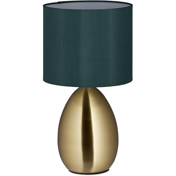 Настільна лампа Relaxdays з торканням, регульована яскравість, сучасний дизайн, 3 режими, E14, з кабелем, 33,5 x 18 см, латунь