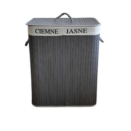 Великий бамбуковий кошик для білизни та іграшок з кришкою, 100 л, сірий