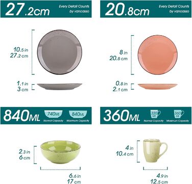 Сервіз Vancasso Serie Navia Teller, 32 елементи, на 8 осіб, сучасний дизайн, багатобарвний, набір 16 тарілок