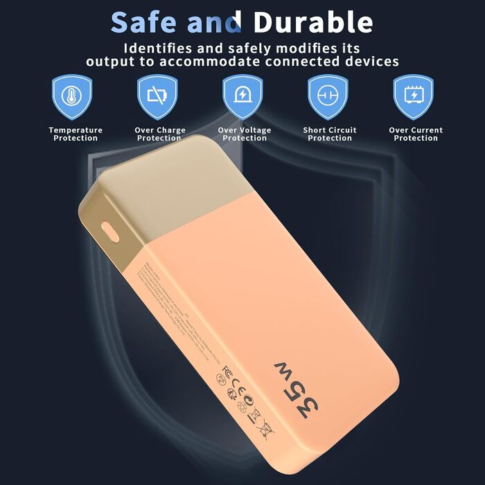 Power Bank Nobis 20000mAh з LED дисплеєм, 35W USB-C, 4 порти, для MacBook, iPhone 15, Samsung S23 (Зелений/Оранжевий)