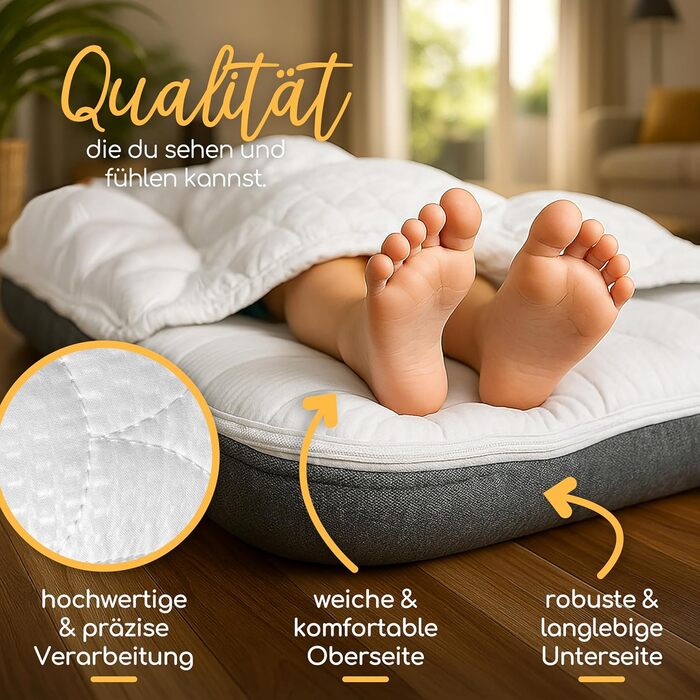 Надувне дитяче ліжко для подорожей - ліжко з захистом від падіння та інтегрованим насосом - Портативне дитяче ліжко з тканиною Oeko-Tex - Ідеально для кемпінгу, готелів та дому