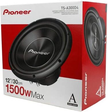 Сабвуфер Pioneer TS-A300D4 30 см, 1500 Вт, подвійна котушка, IMPP мембрана, для корпусного встановлення, 2x4 Ом, чорний
