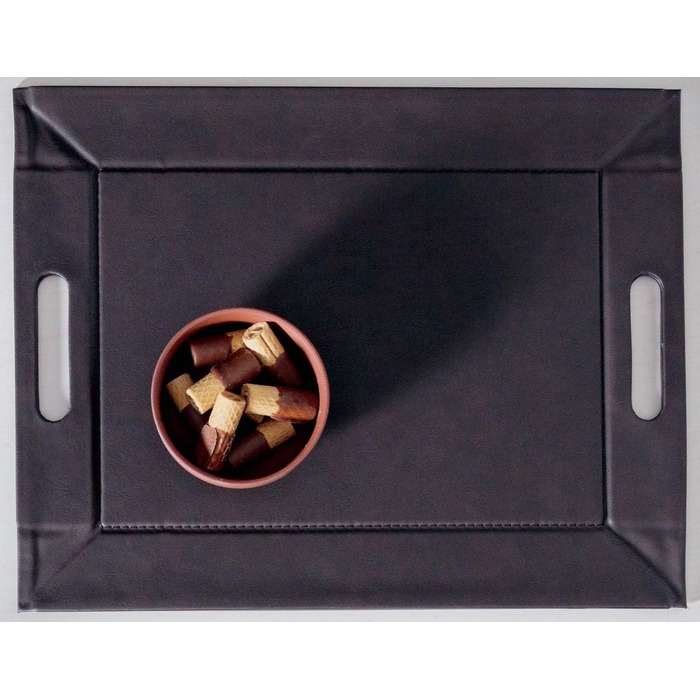 FREEFORM DUO - 2-in-1 reversible tray & placemat, black/taupe, faux leather, dimensions: 45 x 35 cm