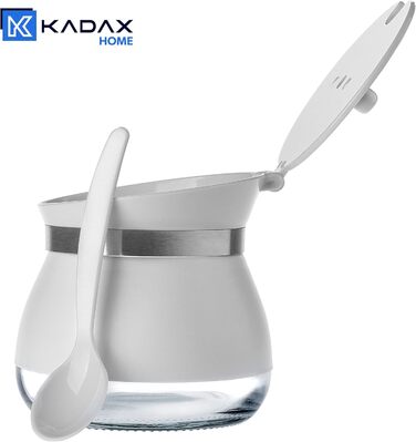 Цукорниця KADAX з ложкою, 270мл, контейнер для цукру з порошковим покриттям, 9x9см, цукрониця в 2 кольорах, дозатор для спецій з кришкою для чаю, цукру (білий)