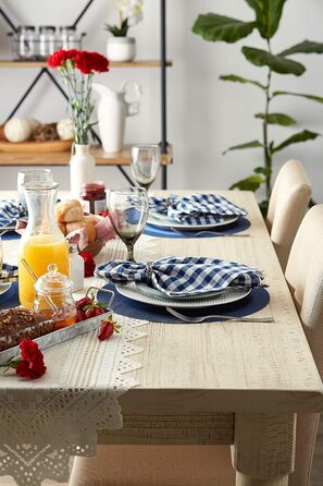 DII PVC Tablecloth Collection - Woven for Indoors and Outdoors, Polyvinyl Chloride, Nautical Blue, Round Placemat Set, 13.75
