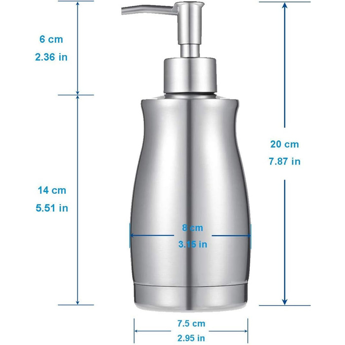 Дозатор для мила ARKTEK з нержавіючої сталі, 400 мл, 2 помпи, щітка, багаторазовий, для мила, шампуню, гелю для душу, миючого засобу, кухня, ванна кімната