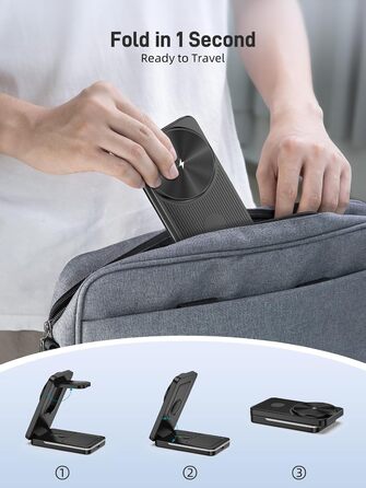 Магнітна зарядна станція 3-в-1 для Google Pixel Watch 3/2, Pixel 10/Pro/XL, 9/Pro/XL та Pixel Buds. Бездротовий зарядний пристрій Magsafe, складаний, для подорожей.