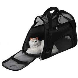 Транспортна сумка для собак і котів, складна переноска для тварин, чорна (L)