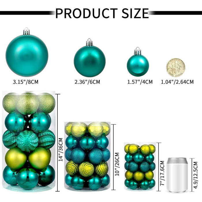 Новорічні кулі-прикраси XmasExp (8 см, м'ятно-зелені) – 20 шт. Міцні, для ялинки, декор на свята, весілля, Різдво.