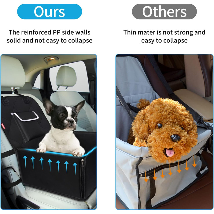 Автокрісло для собак Tamowa, чорне, для собак малого та середнього розміру, з ременями безпеки, водовідштовхувальне