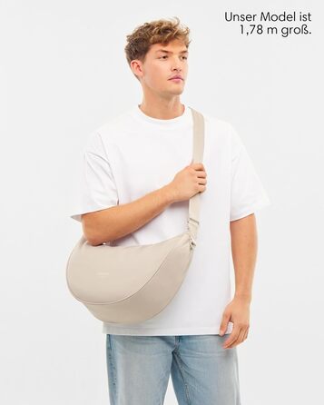 Сумка через плече LARKSON Solveig Medium бежева - Містка напівмісяць (8 л) - Водовідштовхувальна