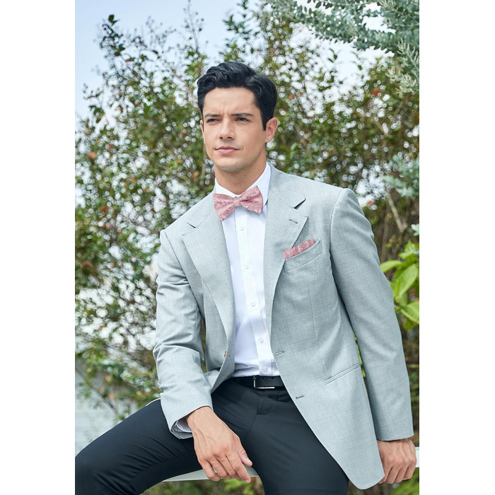 Метелик HISDERN для чоловіків з кишеньковим хустинкою, однотонний, регульований, для смокінгу, весілля, вечірки (E Altrosa 1)