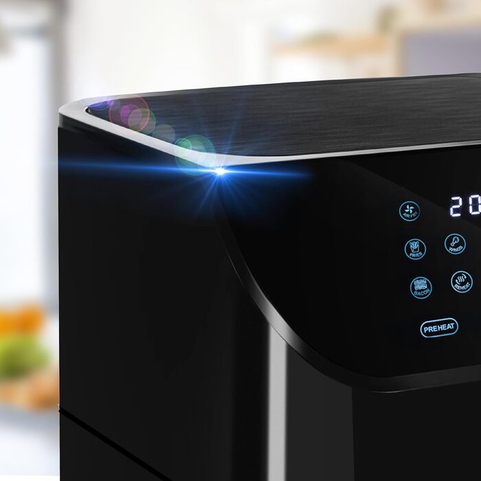 Фритюрниця повітряна LEHMANN з 2 камерами, 2400 Вт, AirFryer XXL, 12 програм, до 200°C, WiFi, 8л, чорний колір, з оглядовим вікном