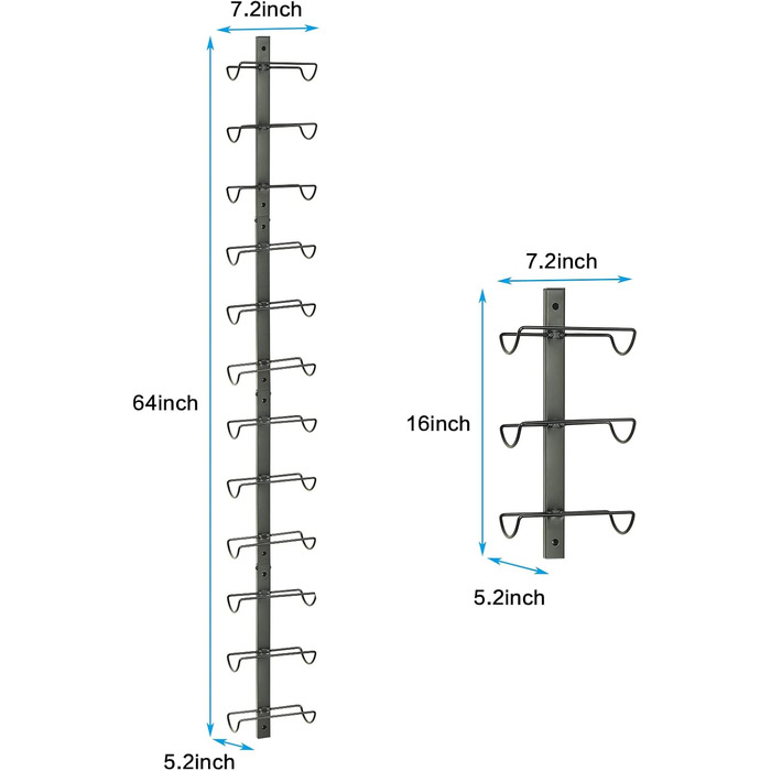 Wall-mounted wine rack for 12 wine bottles, removable wine storage organizer, wall mount, wine bottle display holder, towel rack, used as one or four, for kitchen, bar, or wine cellar.