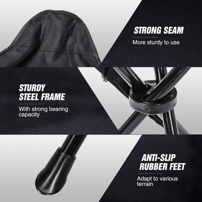 REDCAMP: 2 шт. складаних туристичних стільців на штативі, 56 см, чорні