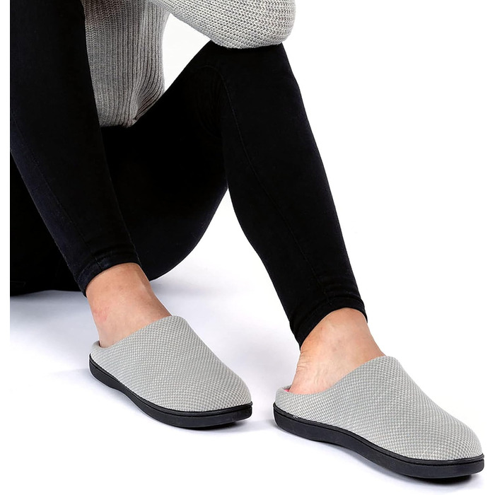 Тапочки жіночі RockDove Birdseye Knit Memory Foam, 38/39 EU, сірий та рожевий
