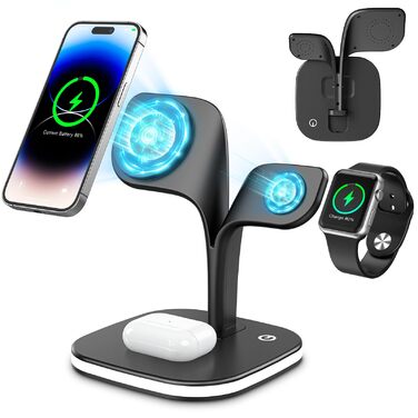 Magsafe Зарядний пристрій 5-в-1 COLSUR для iPhone 17/16/15/14/13/12 Pro Max, Apple Watch 10/9/8/7/6/5/4/SE/2/Ultra, AirPods 4/3/2/Pro - Чорний