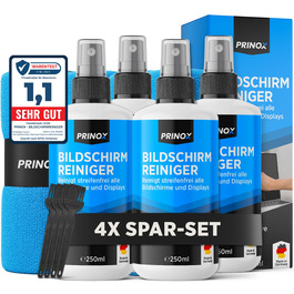 Набір для чищення екранів PRINOX 250 мл: мікрофібра, пензлик | Для мобільних, ноутбуків, ТВ (LCD, LED, OLED, QLED, TFT) | Від жиру та відбитків пальців