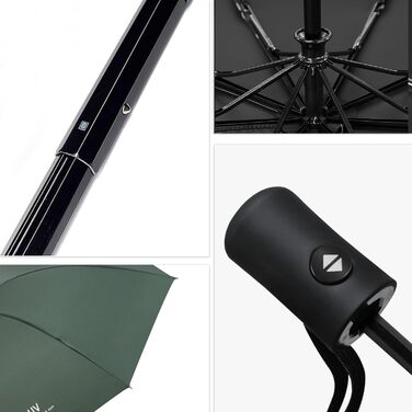 Автоматичний парасолька-тростина, стійкий до вітру, з захистом від UV, легкий та міцний, білий (темно-зелений)