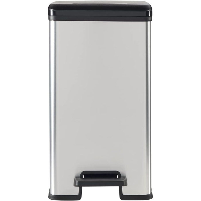 Сміттєвий кошик Curver Deco Slim 40 л, пластиковий, чорний/сріблястий металік, 39.3 x 25 x 60.7 см